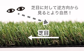 芝目に対して逆方向から
					見るとより自然！