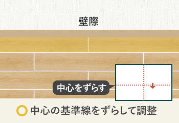 中心線をずらし床材の幅を調整する