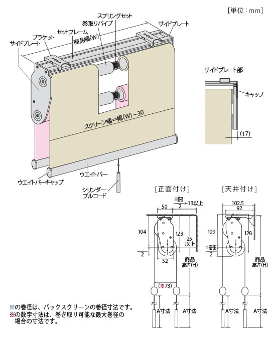 プルコード式（標準生地仕様）の構造と部品