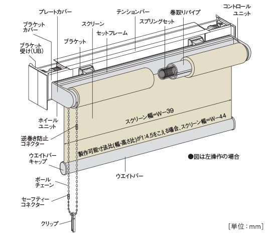 チェーン式（テンションバー付け）の構造と部品