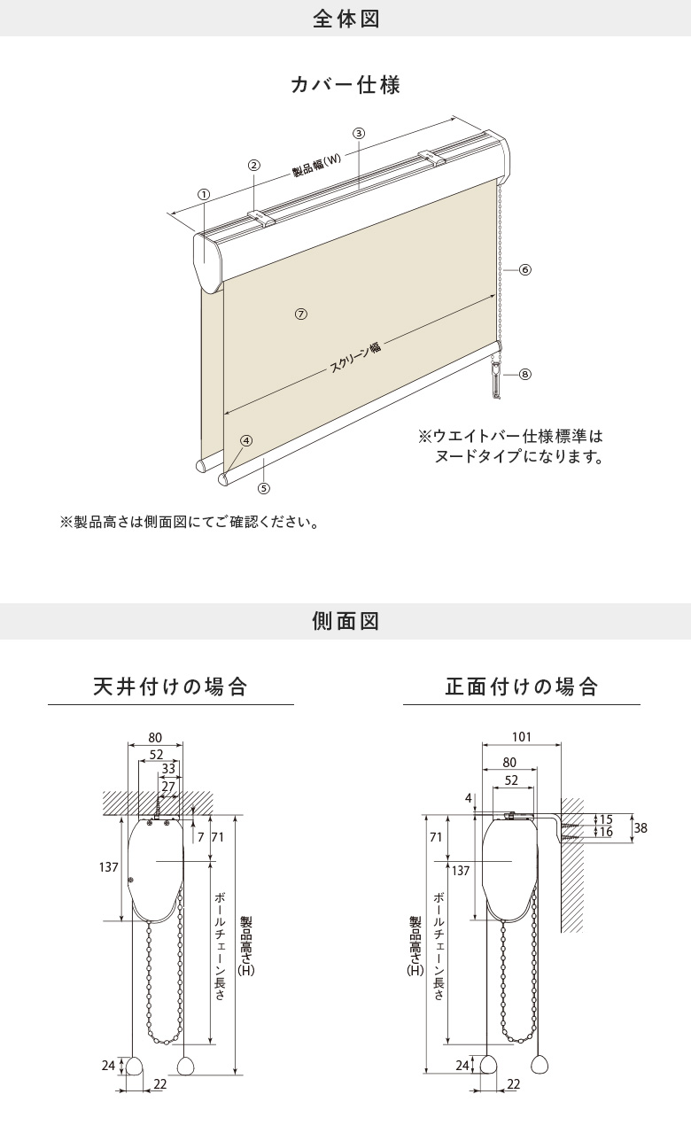 ダブルタイプ ワンチェーンタイプ(カバー仕様)の構造