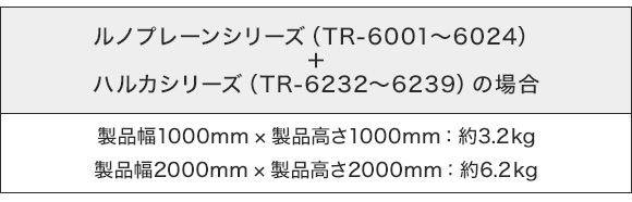 ダブルタイプの製品重量の目安