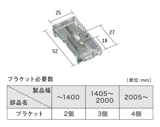 取付けブラケットの寸法と個数