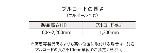 浴室タイプ プルコードタイプの操作部の長さ