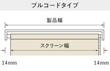 浴室タイプ プルコードタイプの製品幅とスクリーン幅