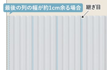 最後の列の幅が約1cm余る場合