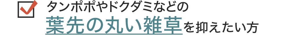 タンポポやドクダミなどの葉先の丸い雑草を抑える防草シート