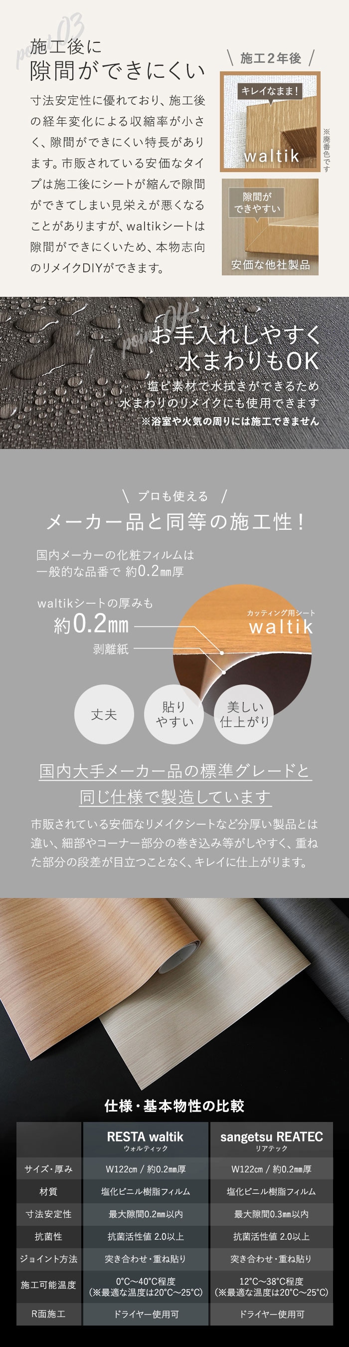 【切売り】粘着剤付 リメイクシート waltik (カッティング用シート) ウッド 木目柄