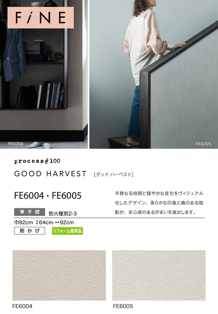 のり付き壁紙 サンゲツ ファイン Process Fe6004 Fe6005 19 21 Resta