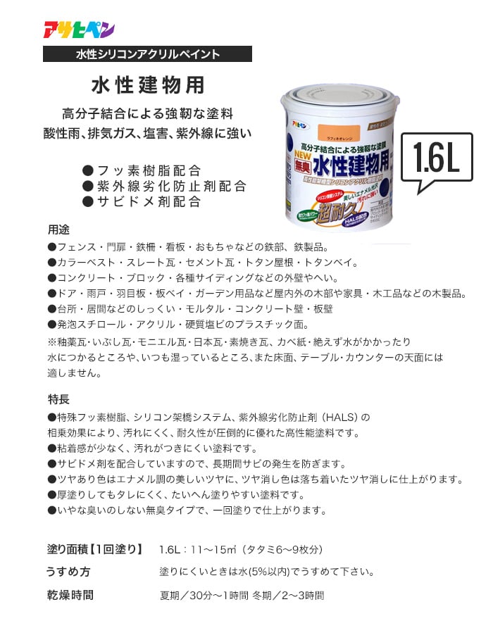 アサヒペン 水性塗料 水性建物用 1 6l つや消し黒 なす紺 Resta